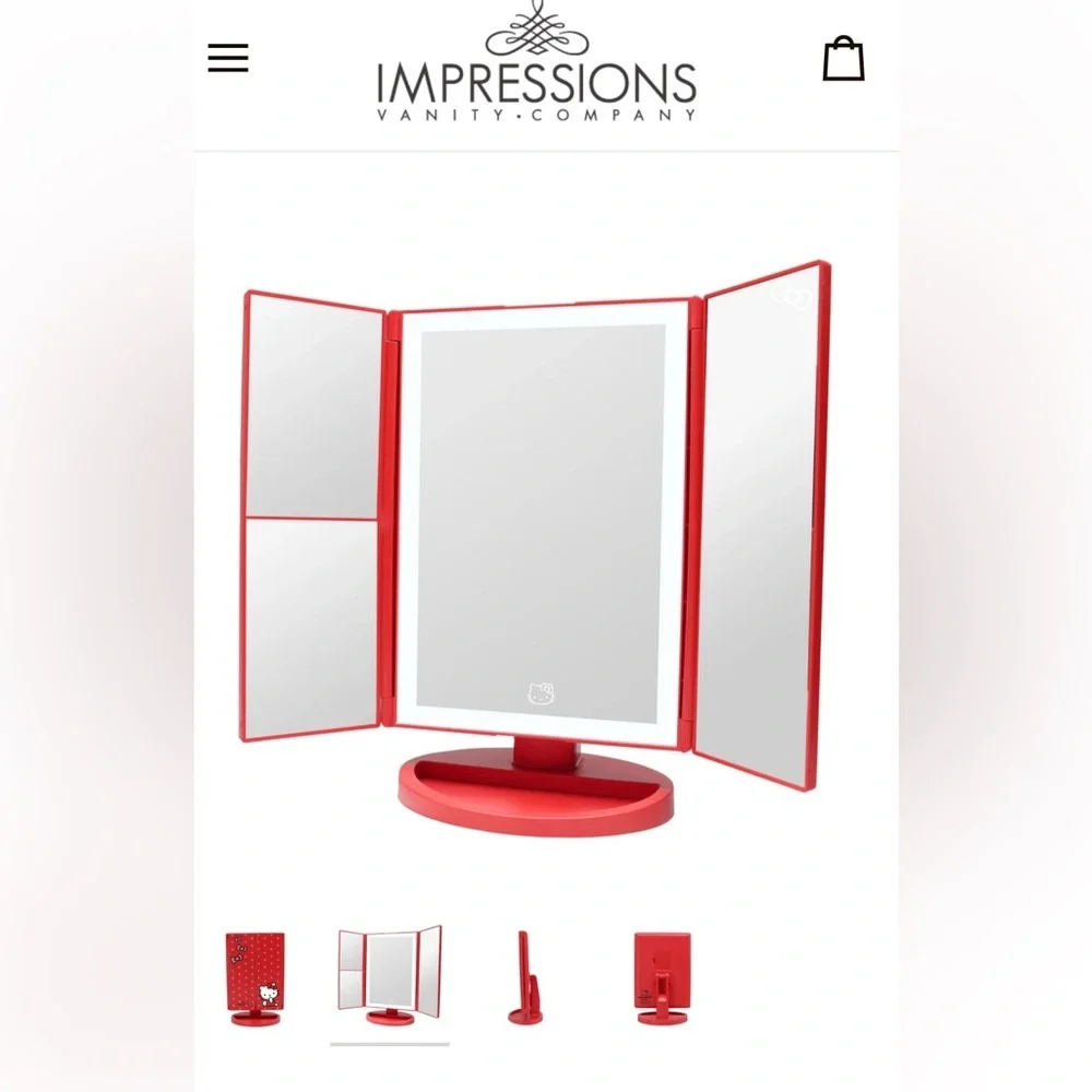 NEW Impressions Vanity Hello Kitty Bows trifold LED makeup mirror